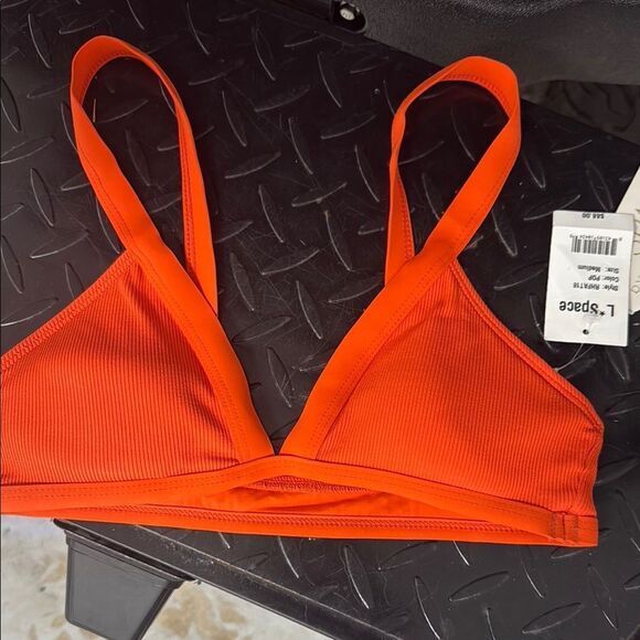 Bright Orange Triangle Bikini Top Size Medium - LSPACE - NWT - Removable Padding - Picture 1 of 4